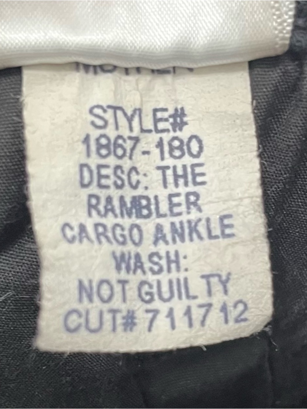 MOTHER Rambler Cargo Ankle Jeans In Black Not Guilty Size 26 - Picture 9 of 9